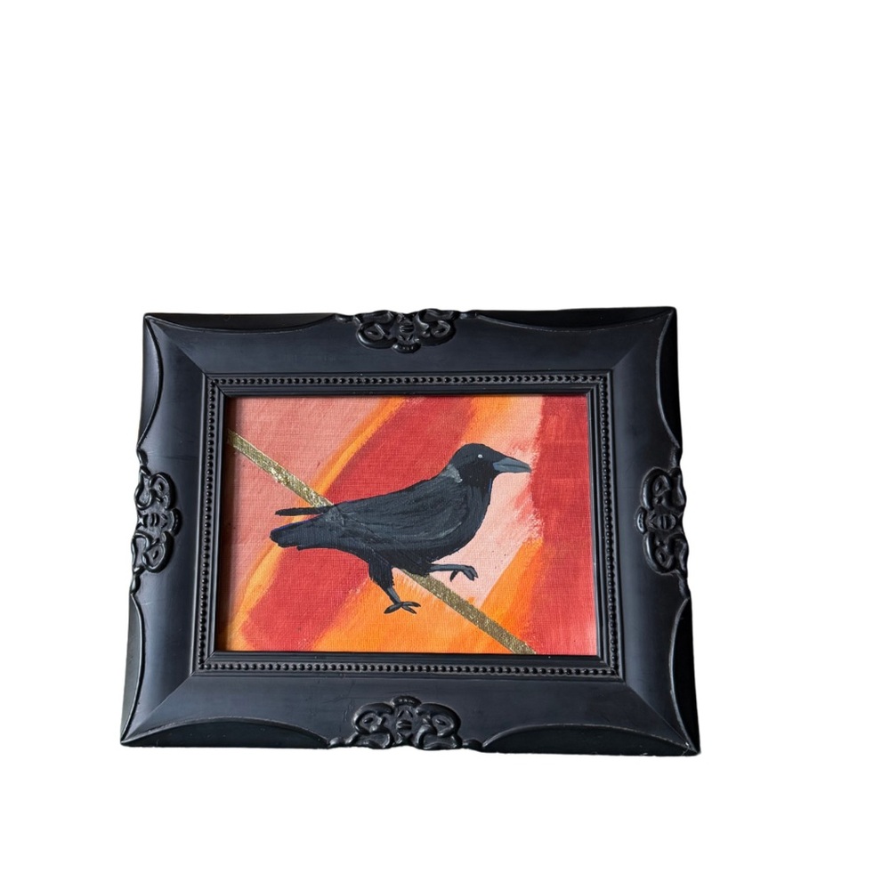 Black Framed Crow Painting